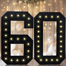4FT Marquee Light Up Numbers, Black Giant Marquee Number Big Mosaic Number fo...