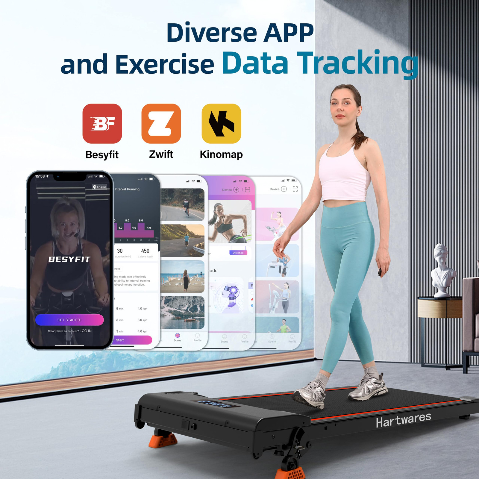 Treadmill with Incline Walking Pad Treadmill, Treadmills for Home Under Desk ...