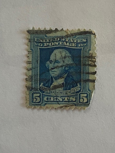 1930'S GEORGE WASHINGTON 5 CENT STAMP 1732-1932 BLUE VERY RARE