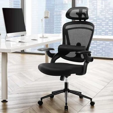ZUNMOS Ergonomic Office Mesh Chair with Lumbar Support Headrest Flip-up Armrests