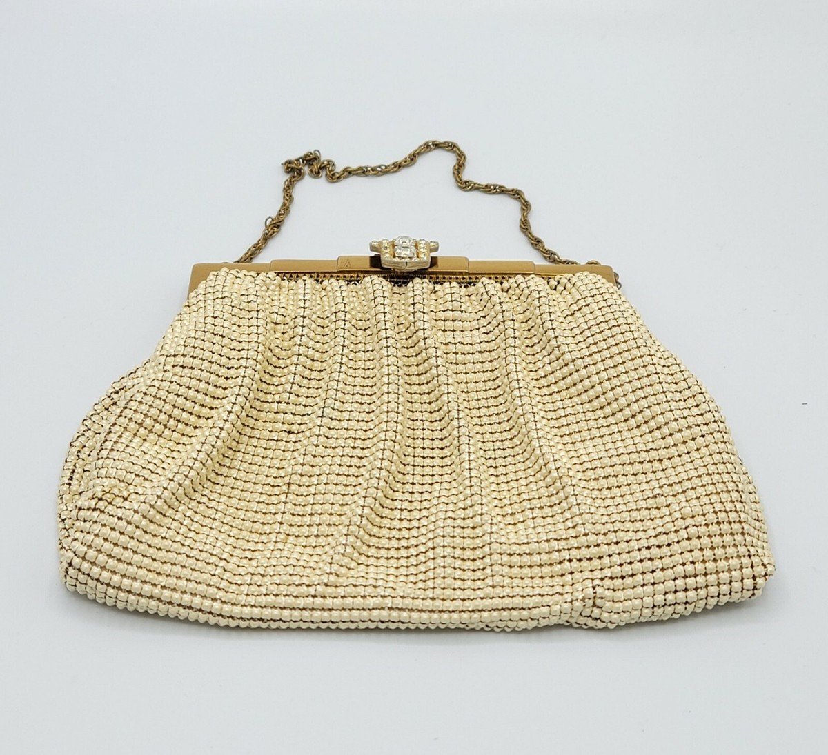Vintage Mesh Purse Evening Bag WHITING & DAVIS Rhinestones