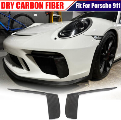 Fit For Porsche 911 GT3 2017-18 DRY CARBON Front Bumper Fins Side