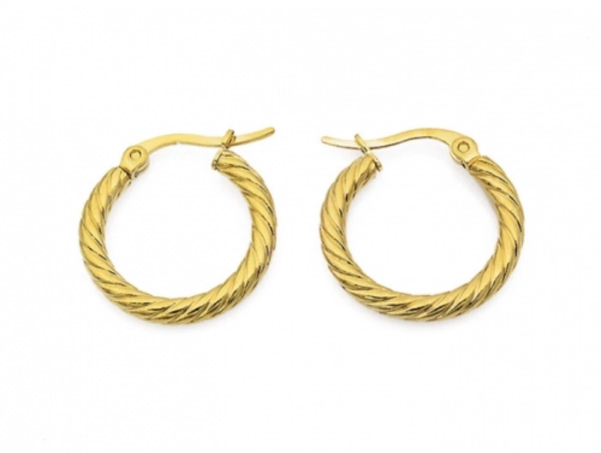 Argollas trenzadas de Stainless Steel color Gold acero inoxidable Aretes  Mujer