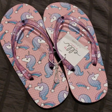 New Girls Elli by Capelli Flip Flops Unicorn sz 1/2 Pink -4715