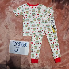 New Toddler Unisex 5T Star Wars Mandalorian Child Grogu Hearts Pajama Set NWT