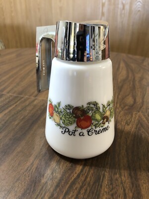 Retro Spice of Life Gemco Le Sucrier Pot a Creme White Milk Glass Mushroom  Vtg
