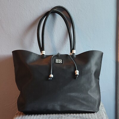 GIVENCHY  PARFUM SHOULDER SHOPPER LINED TRAVEL TOTE BAG BLACK  PVC W/ LOGO 