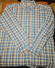 Wrangler Rugged Wear Plaid Blue Shirt Mens XL Cotton Long Sleeve Button-Down EUC