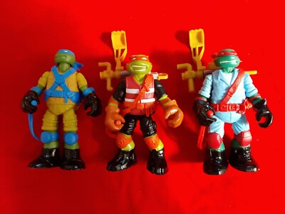 TMNT 2012 Raphael Donatello & Michelangelo with (2) Mutagen Launchers 4.5'' Tall