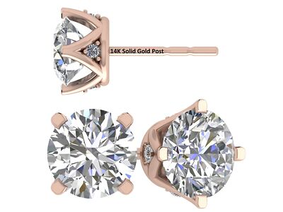 Rosévergoldete Sterlingsilber 4-Krappen Lucita Ohrstecker mit 2 TCW Zirkonia
