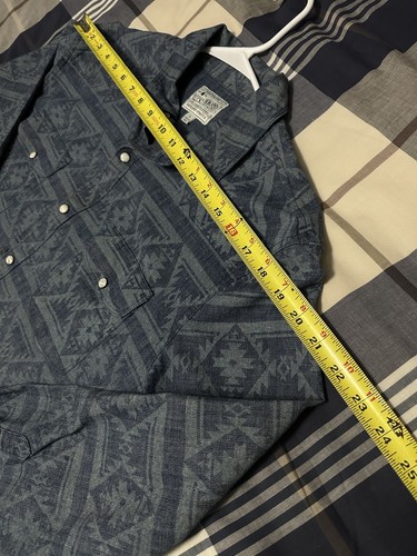 Lucky Brand Mens Blue Native Southwestern Print Western Snap Up Shirt - L EUC - Picture 5 of 9