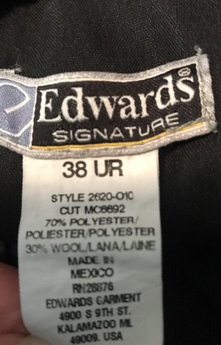 Men's Edwards Black Wool Blend Pleated Dress Pant #2620 38 x 30 - Picture 4 of 4
