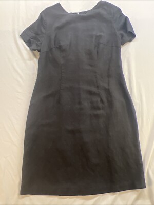 Vintage 90s Expressions Black Size 10 A Line Dress Ramie/Rayon Shoulder  Pads Zip | eBay