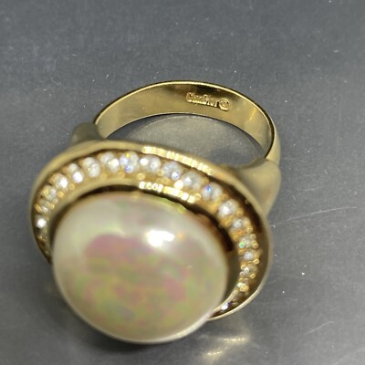 アクセサリー Vintage Christian Dior Color Stone Ring Christian Dior Ring US size 6.5 Emerald motif Rhinestone Green