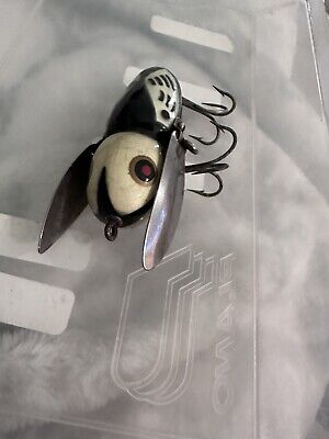 Vintage Heddon Crazy Crawler Red Eyes Black White Head USA Vintage Heddon Crazy Crawler Red Eyes Black White Head USA
