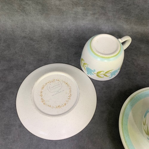 Set 2 VTG Franciscan Tulip Time Blue Green Flower Coffee Mug Tea Cup & Saucers - Picture 5 of 9