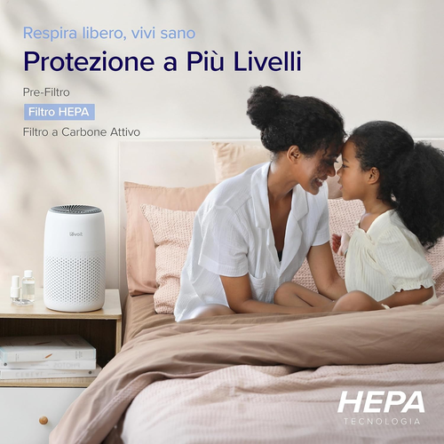 Purificatore D'Aria Con Filtro HEPA, 7 Watt, Risparmio Energetico, 3 Velocità Co - Foto 2 di 12