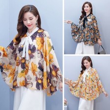 Femme Imprimé Floral Cardigan Ouvert Capelet Poncho Étole Poncho Bolero Plage