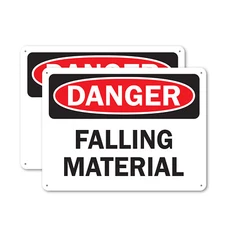(2 Pack) Falling Material OSHA Danger Sign Decal Metal Plastic