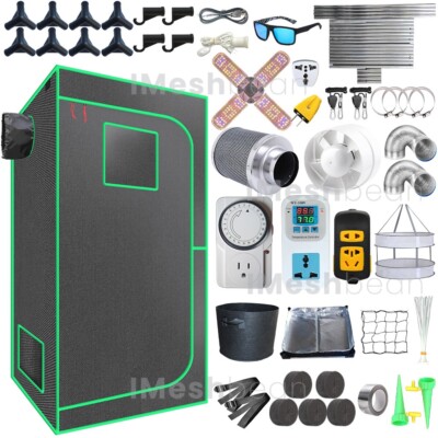 4x2 Complete Grow Tent Kit w/Full Spectrum Grow Light Air Ventilation Filter Sys