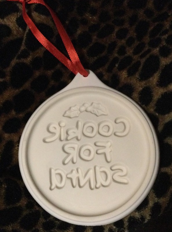 Vintage Pfaltzgraff Snowman "Cookie For Santa" Cookie Mold Press Heavy Porcelain