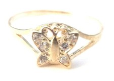 10KT GOLD CHILDREN'S CUBIC ZIRCONIA BUTTERFLY RING - size 3 1/4 - FREE SHIPPING 
