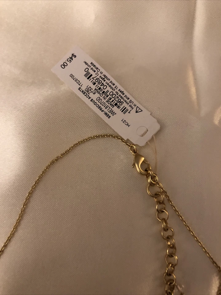 Collar de dos tonos Lucky Brand 3 dijes: cuadrado, rayos de sol y disco acento de cristal nuevo con etiquetas Foto 4 de 4