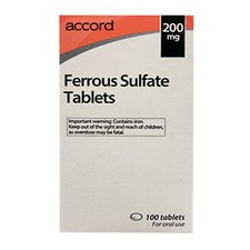 Accord Ferrous Sulfate 200mg 100 Tablets Iron Supplement Anaemia