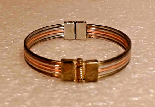 Ladies' bracelet color silver brass copper colors metals hinged clamper cuff - Picture 3 of 8