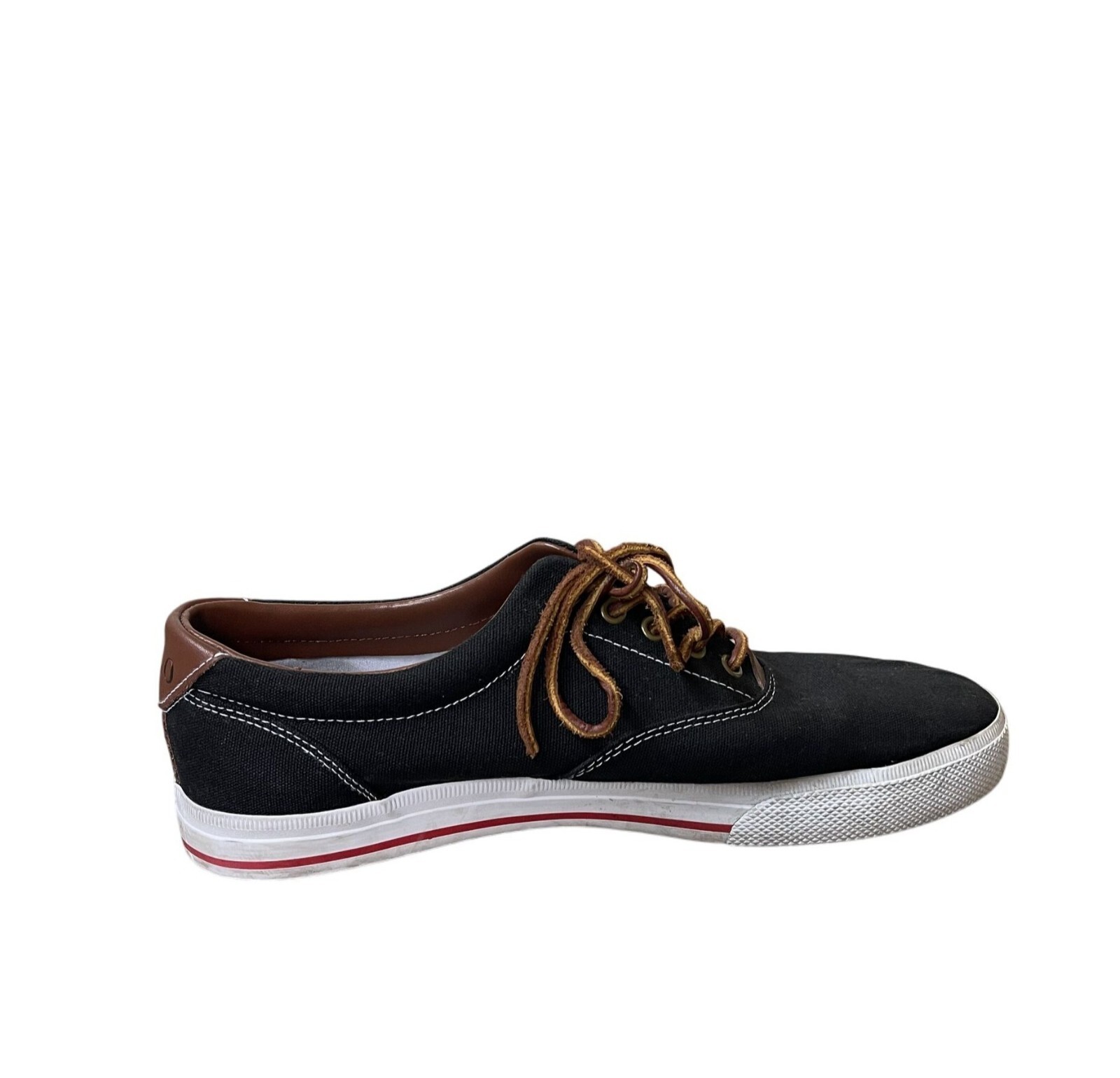 Sneakers da barca uomo Polo Ralph Lauren nere in pelle con logo pony Vaughn taglia US 13