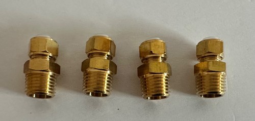 4 Brass Compression Tube Fitting , 1/4" OD TUBE x 1/4" NPT Male 4 pieces