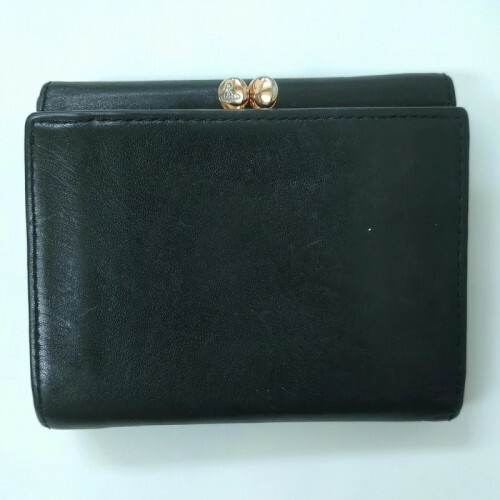 Vivienne Westwood Black Leather Folding Wallet with Clasp