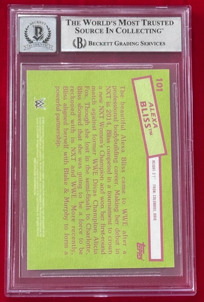 Alexa Bliss 2015 Topps Heritage WWE NXT Signed Rookie Card BAS Beckett 10 Auto - Image 2 of 2