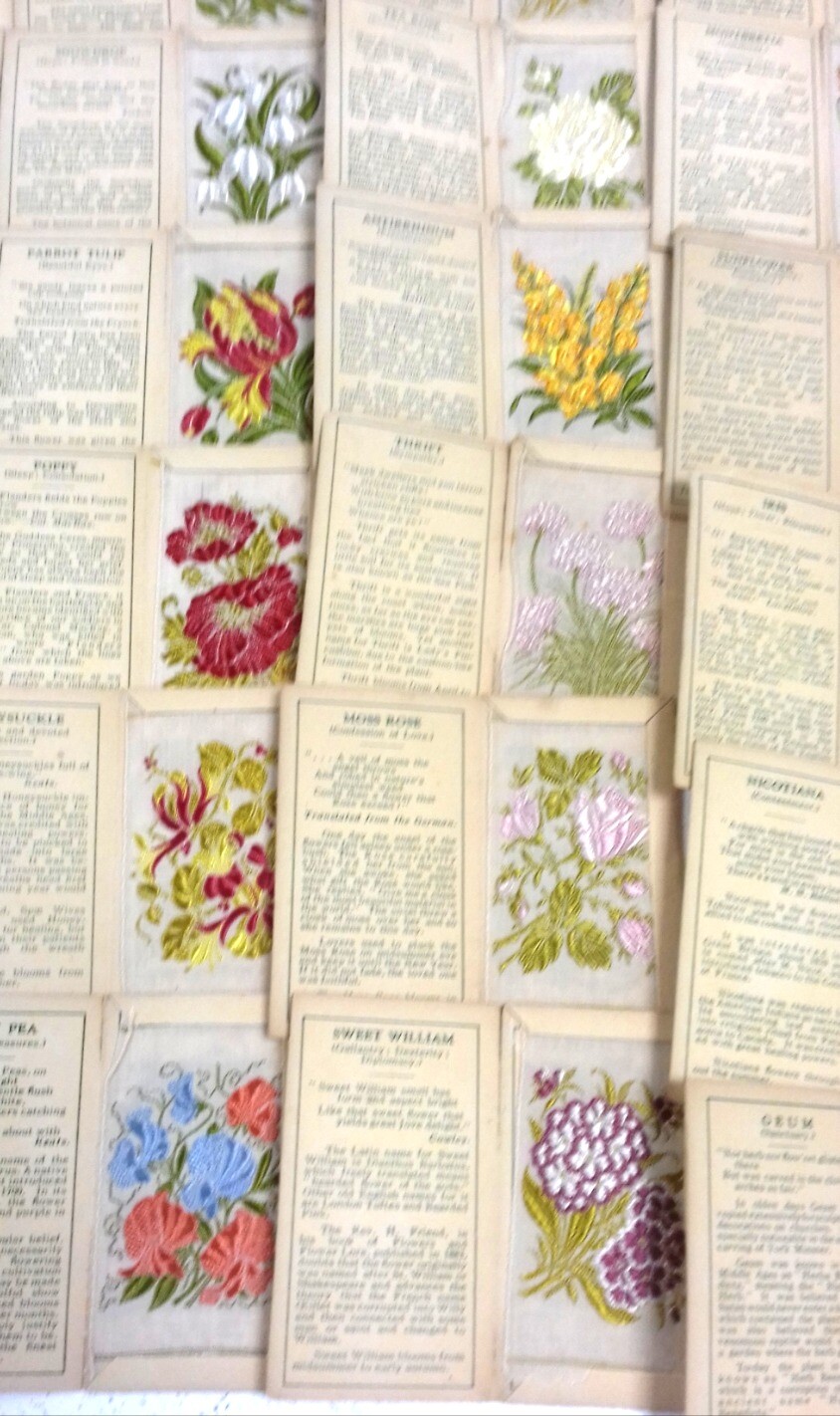 Kensitas Silk Embroidered Flowers Cards 1930's Wix Brand Collection 39