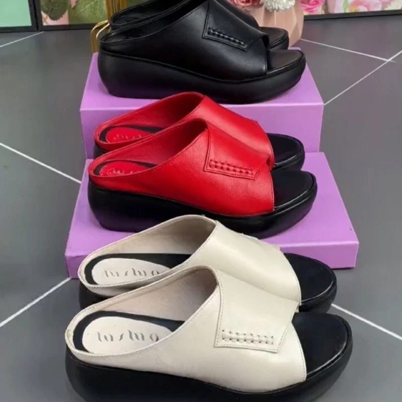 Women Sandals Summer Open Toe Thick Platforms Wedge Heels Slippers Beach Shoes - Image 4 of 4