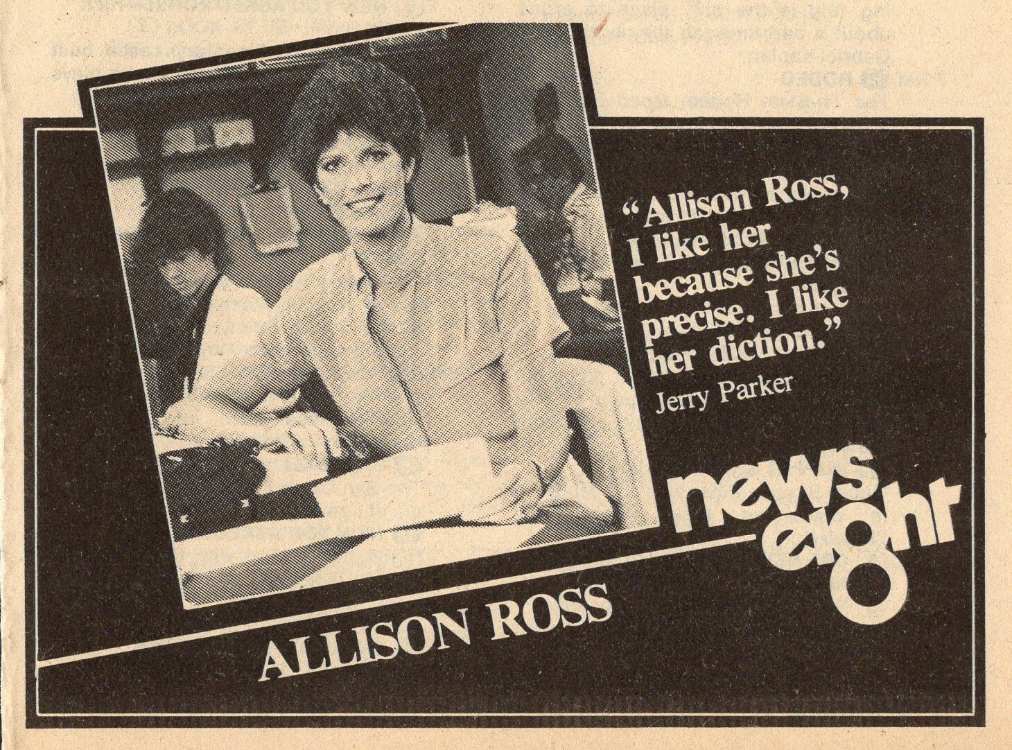 1981 Tv Ad ALLISON ROSS REPORTER KFMB NEWS EIGHT in SAN DIEGO