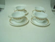 Corelle Butterfly Gold Cups and Saucer Lot of 4 Sets Very Good Condition