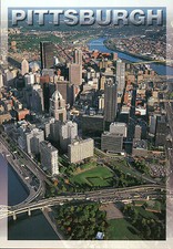 Aerial View of Pittsburgh, Pennsylvania, Downtown, Bridges, Highways -- Postcard