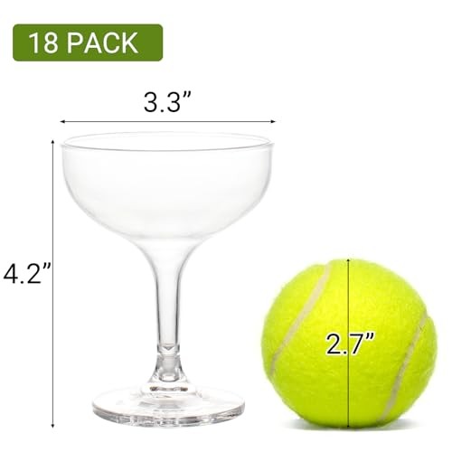 18 Count 5oz Acrylic Martini Glasses for Party Champagne Tower Plastic - Picture 3 of 7