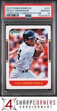 2021 PANINI DONRUSS #247 RICKEY HENDERSON HOF CAREER STAT LINE POP 2 PSA 10