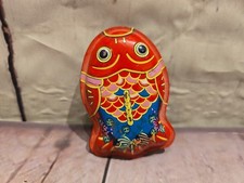VINTAGE Occupied Japan Metal Tin Litho Fish Shaped Rattle - MADE IN JAPAN