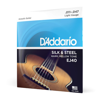 D'Addario Silk and Steel Acoustic Guitar Strings Warm Mellow 11-47 Light Set