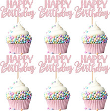 30 PCS Happy Birthday Cupcake Toppers Glitter Happy Birthday Cupcake Picks for C