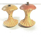 2 Carved Red & Green  Wooden Apple Core Fruit 3” Farm House Kitchen Decor — photo 1