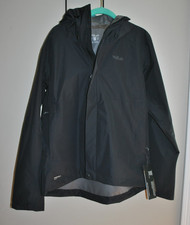 Rab Womens Downpour Waterproof Jacket Hiking, Black, Sz L, NWT