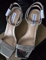 Steve Madden Luxe-R Crystal/ Rhinestone Block Heel Sandals UK Size 6 Brand...
