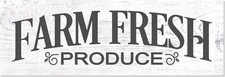 Farm Fresh Produce Rustic Wood Wall Sign 6X18 (6X18)