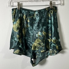 VTG Floral Satin Sleep Shorts Large Multicolor 100 Polyester Women  s