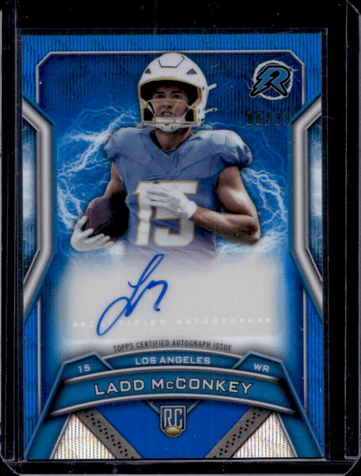 2024 Topps Resurgence Ladd McConkey Rookie RC Blue Surge Auto #/99 Chargers