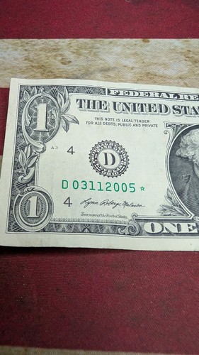 March 11, 2005 #D03112005* $1 One Dollar Fancy Serial Number Birthday Star Note! - Picture 3 of 8